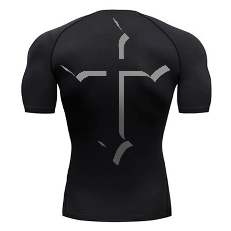 Crossfit Gym - Cross Print Compressieshirt voor Heren Christelijk